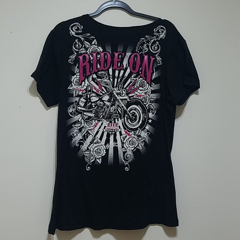 Liberty Women's Ride On Motorcycle Tee - Picture 2 of 5